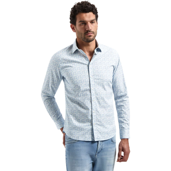 Shirt Stretch Allover Printed Blue