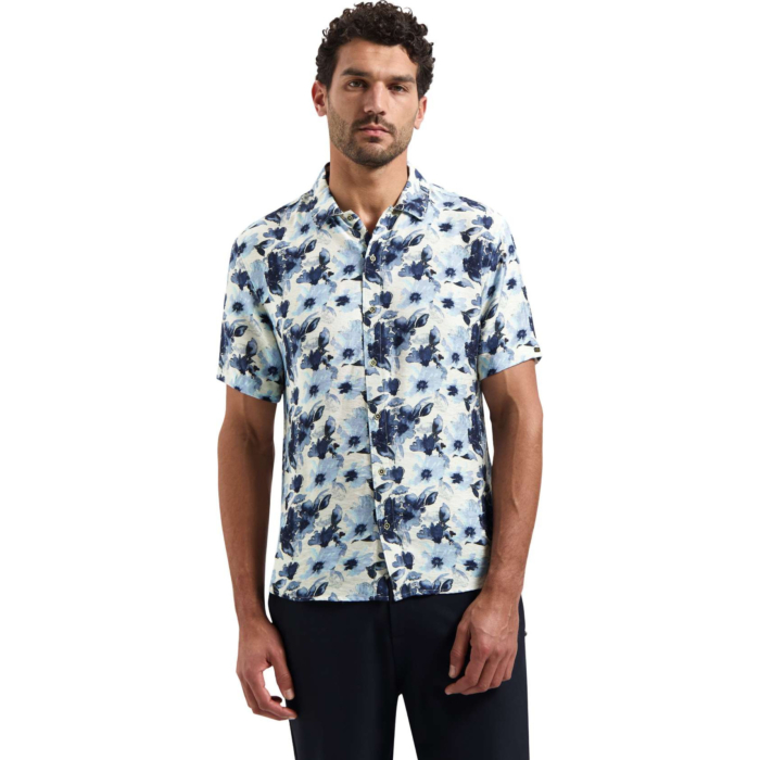 Shirt Short Sleeve Stretch Allover Blue
