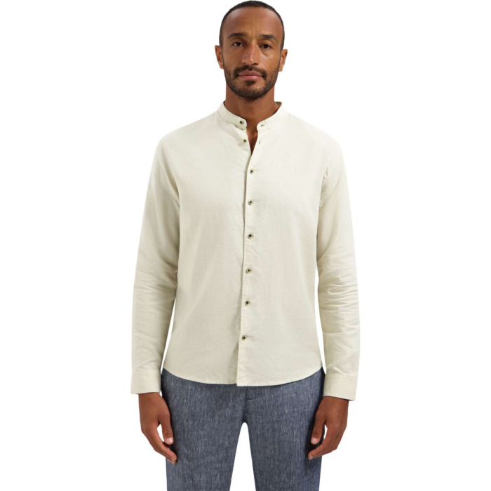 Shirt With Linen Granddad Desert