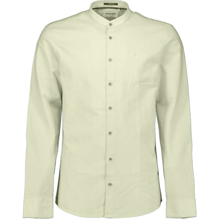 Shirt With Linen Granddad Seagreen