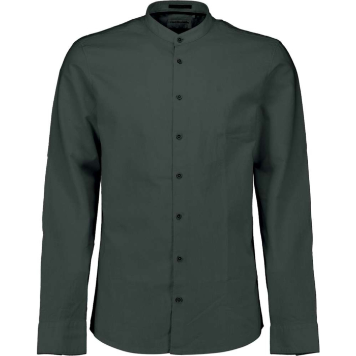 Shirt With Linen Granddad Dark Steel