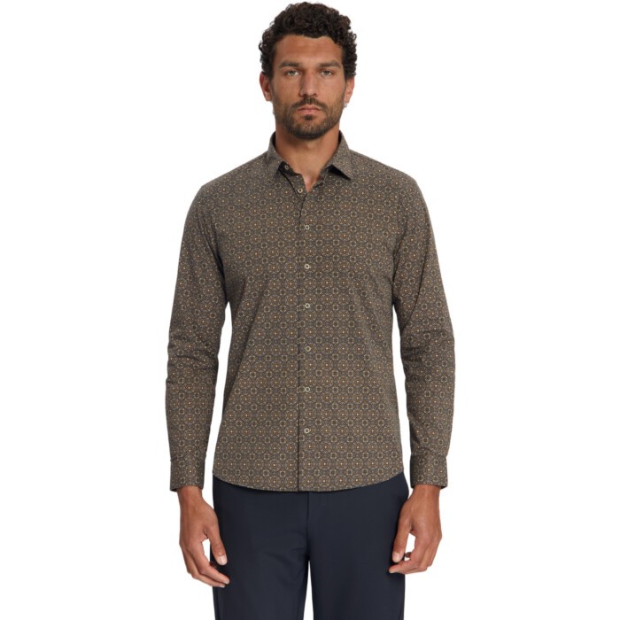 Shirt Stretch Allover Printed Caramel
