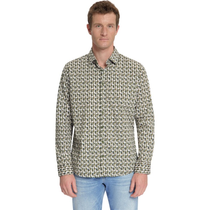 Shirt Stretch Allover Printed Moss