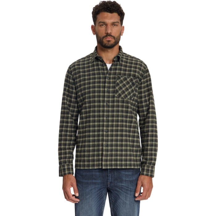 Shirt Yarn Dyed Check, Twill Weave Moss