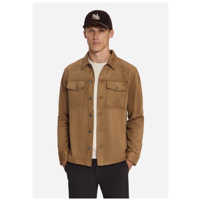 Overshirt Full Button Suede Caramel