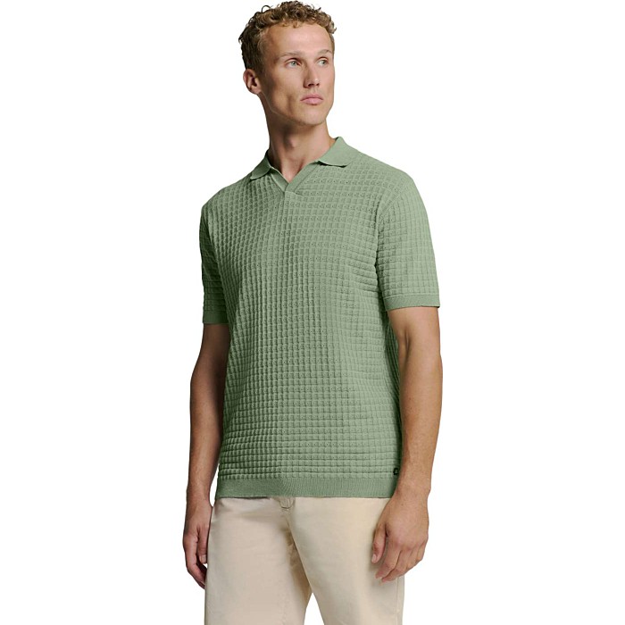 Pullover Short Sleeve Polo V Solid Green