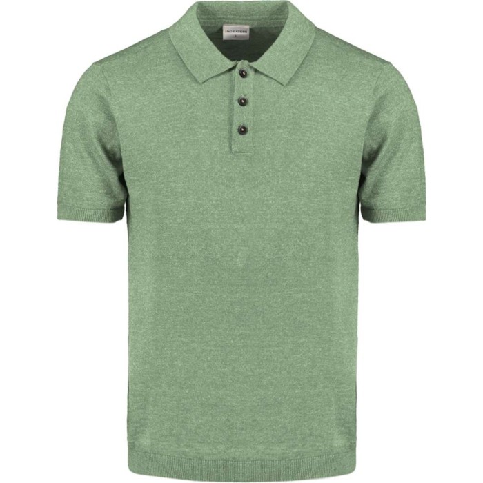 Pullover Short Sleeve Polo Melange Green