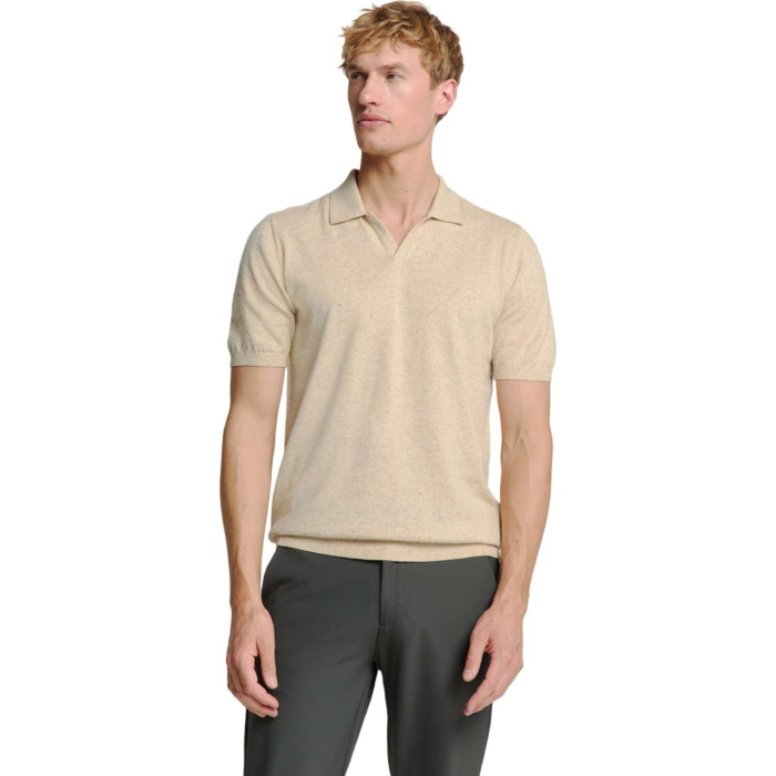 Pullover Short Sleeve Polo V Melang Sand