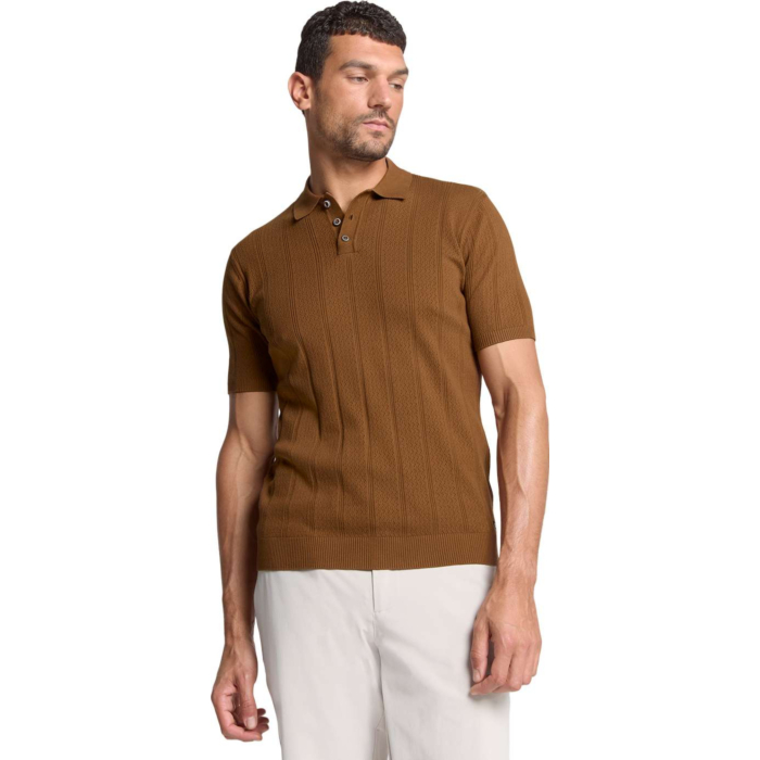 Pullover Short Sleeve Polo Button S Camel