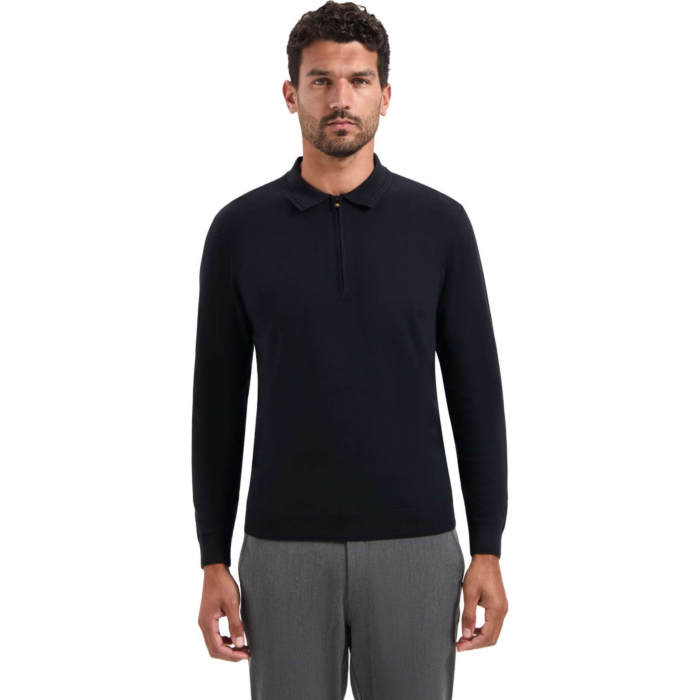 Pullover Polo Zip Black