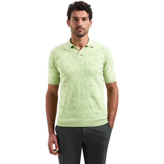 Pullover Short Sleeve Polo Jacquard Green