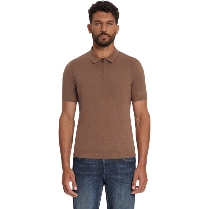 Pullover Short Sleeve Polo Zip Mela Light Brown