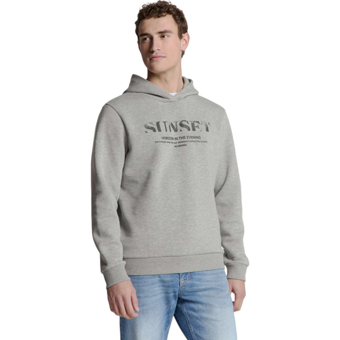 Sweater Hooded Grey Melange