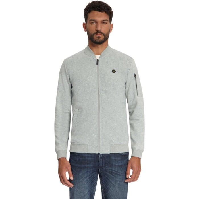 Sweater Full Zip Bomber Structure J Grey Melange