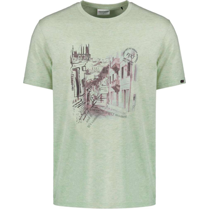 T-Shirt Crewneck Melange Chest Prin Mint