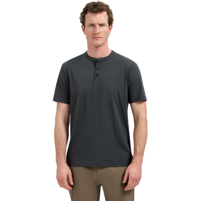 T-Shirt Granddad Half button Melang Dark Steel