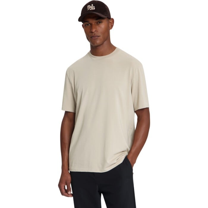 T-Shirt Crewneck Solid Basic Stretc Cement