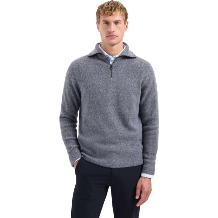 Pullover Wing Collar Half Zip Soft Washed Blue