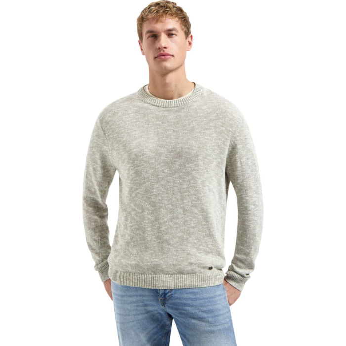 Pullover Crewneck Melange With Line Taupe