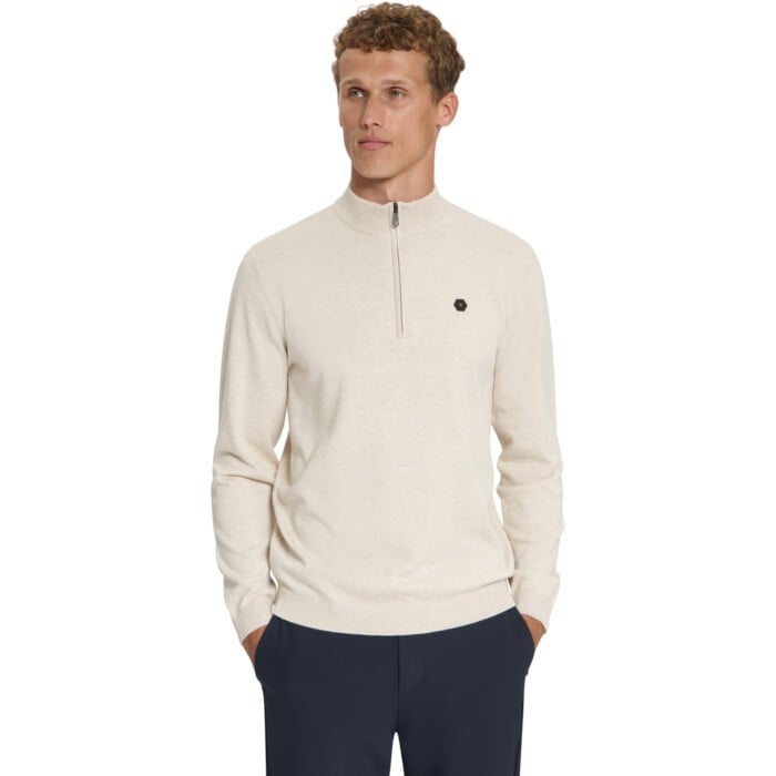 Pullover Half Zip Melange Stone