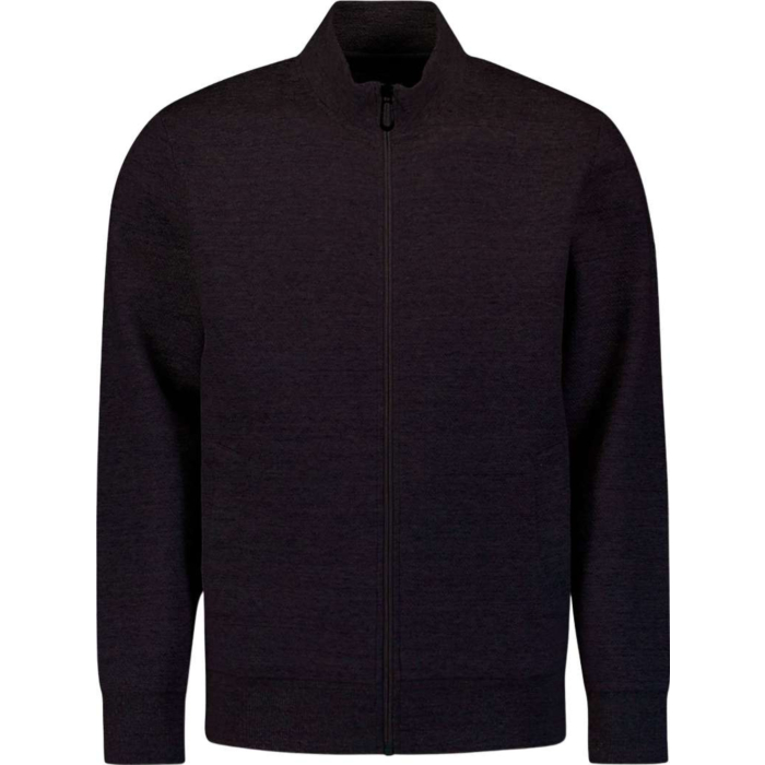 Sweater Full Zip Stand Up-Collar Re Black