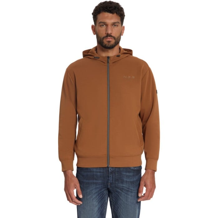 Sweater Full Zip Hooded Caramel