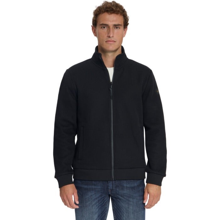 Sweater Full Zip Stand Up Collar Bo Black