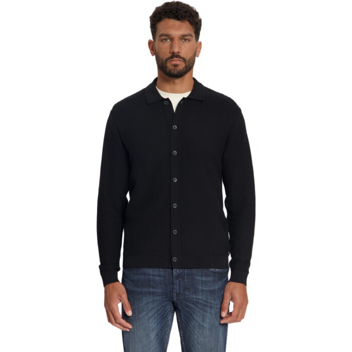 Cardigan Full Button Drop Needle Black
