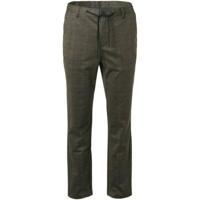 Pants stretch jersey check taupe