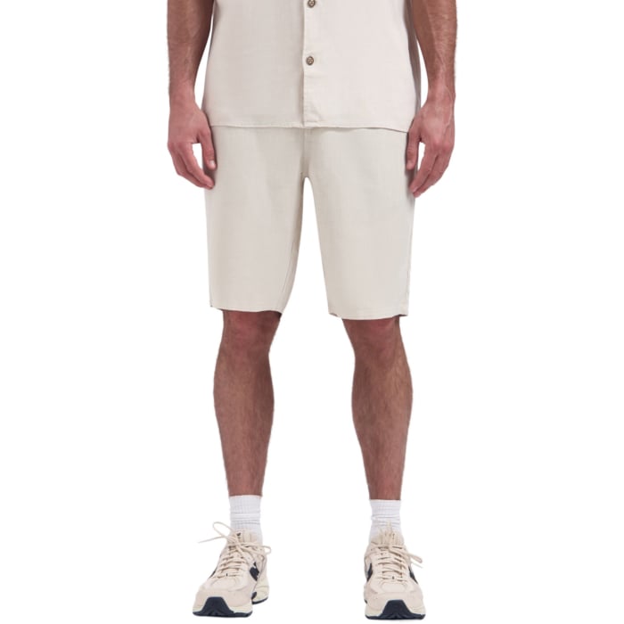 Short Chino With Linen, Garment Dye Stone