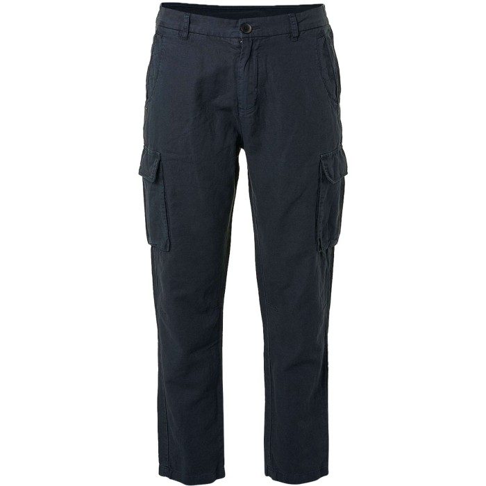 Pants cargo with linen garment dyed airforce