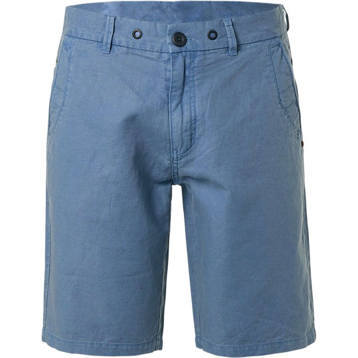 Short with linen garment dyed washed blue