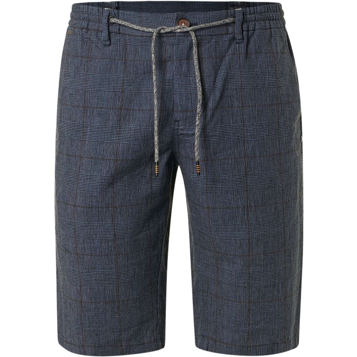 Short check with linen washed blue