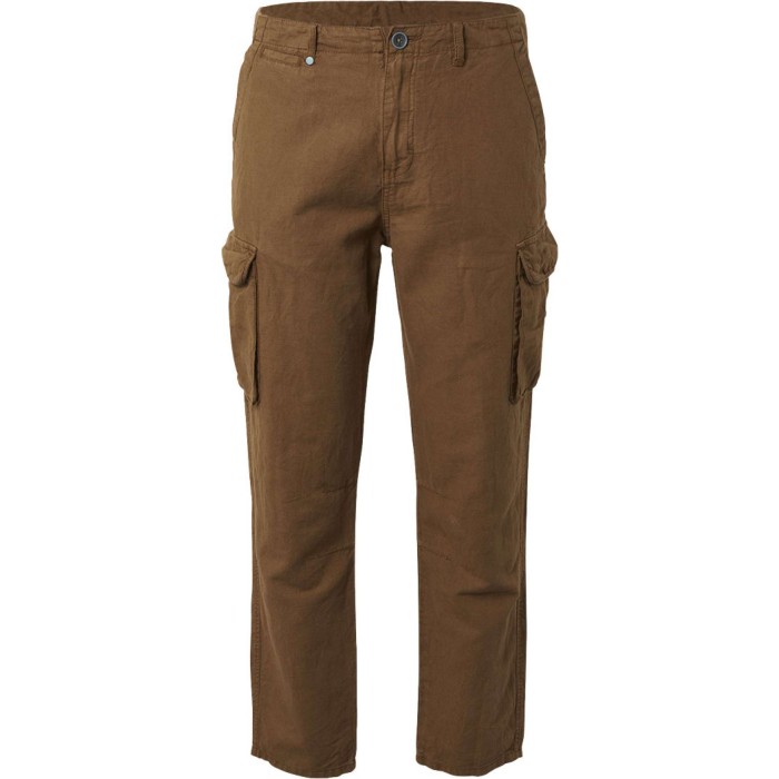 Pants cargo with linen garment dyed earth