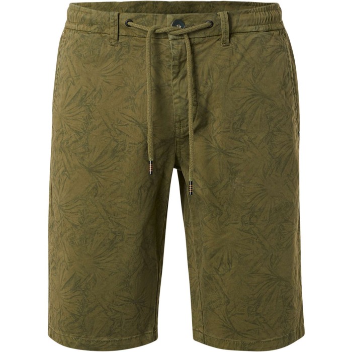 Short garment dyed allover printed dusty green