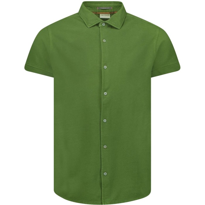 Overhemd korte mouw jersey jacquard green