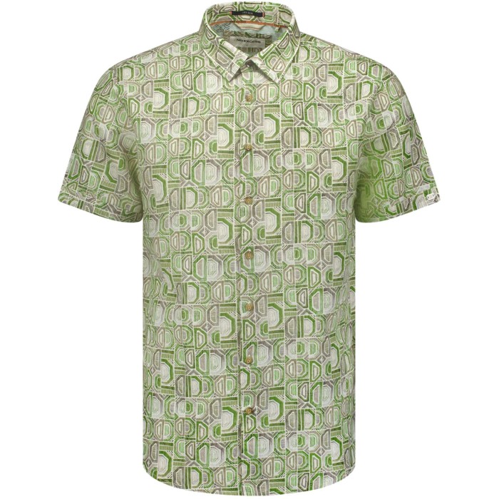Overhemd korte mouw met print allover green