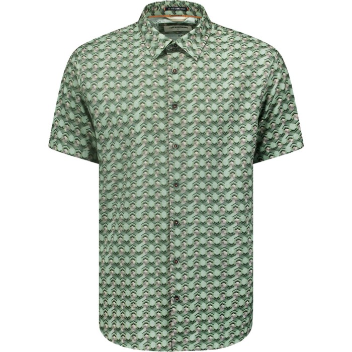 Overhemd korte mouw met print stretch green