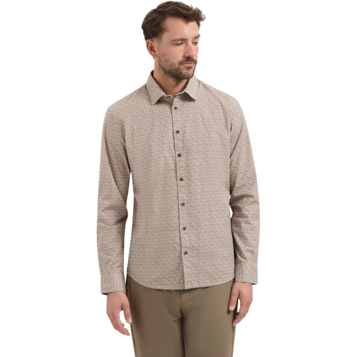 Shirt Stretch Allover Printed Red Wine