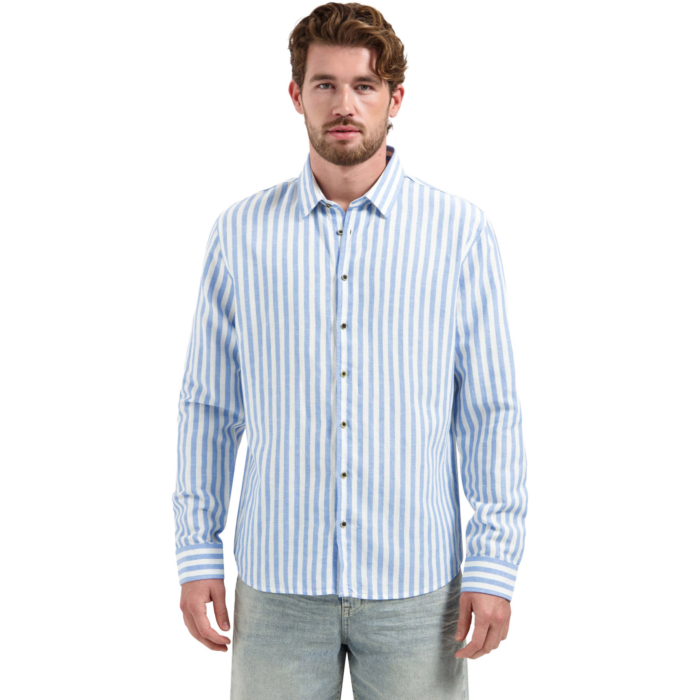 Shirt Vertical Big Stripe With Line Blue