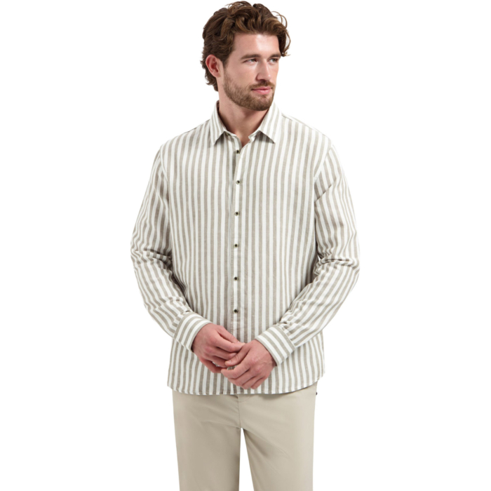 Shirt Vertical Big Stripe With Line Taupe