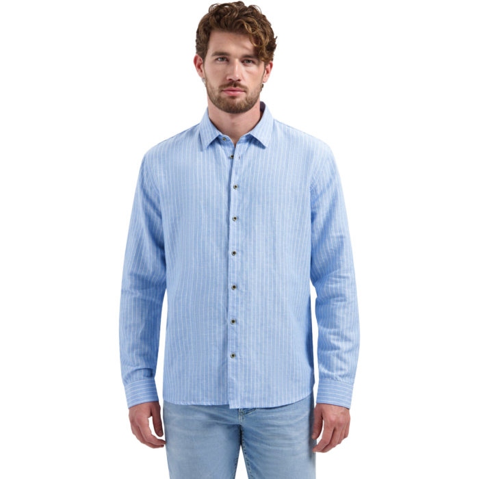 Shirt Vertical Small Stripe With Li Blue