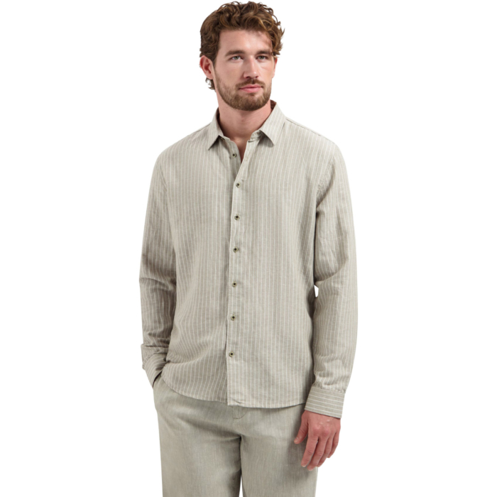 Shirt Vertical Small Stripe With Li Taupe