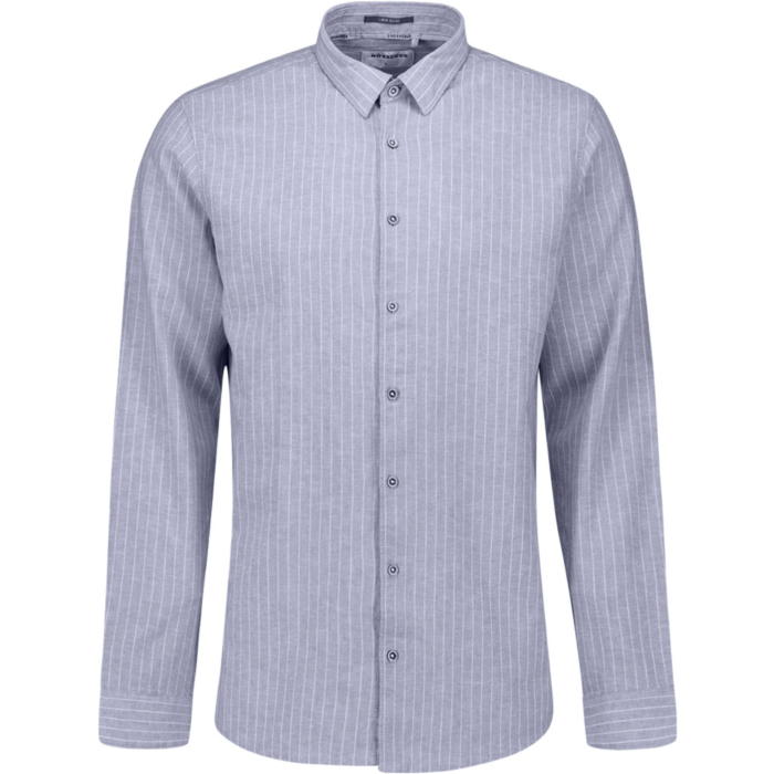 Shirt Vertical Small Stripe With Li Indigo Blue