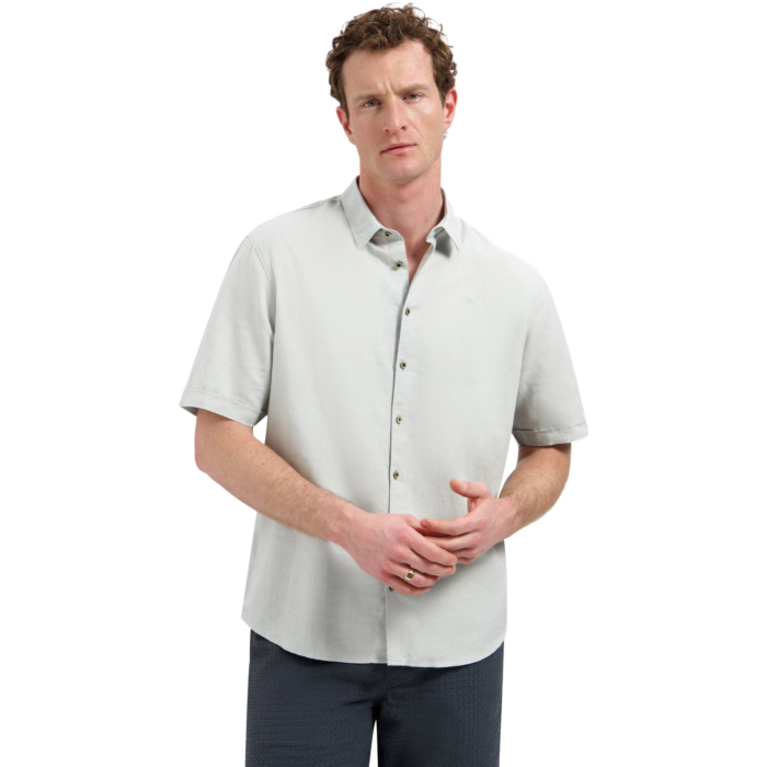 Shirt Short Sleeve With Linen Dusty Green