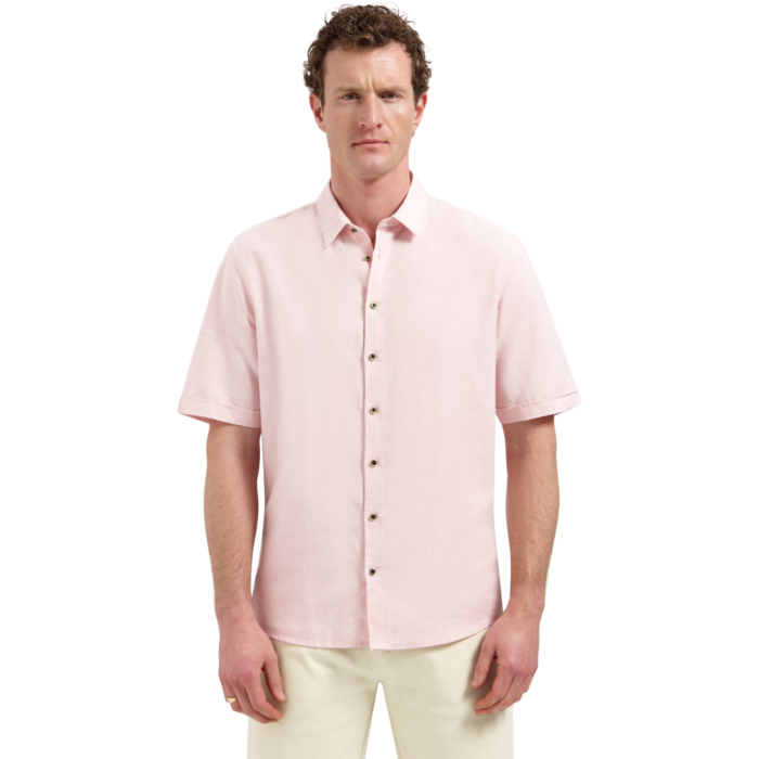 Shirt Short Sleeve With Linen Soft Pink