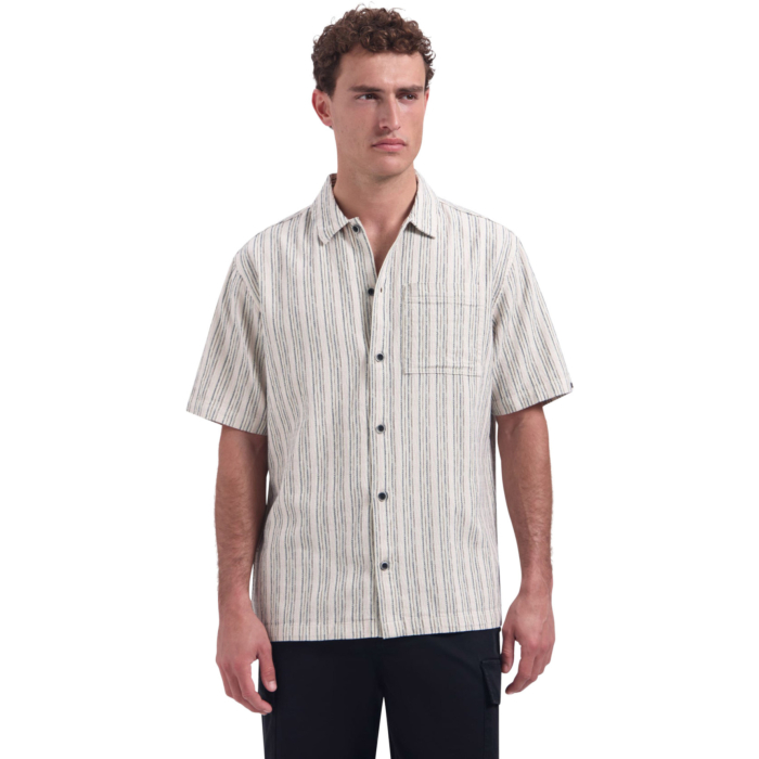 Shirt Short Sleeve Fancy Striped Stone