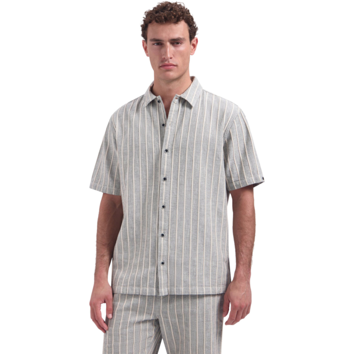 Shirt Short Sleeve Fancy Striped Sand