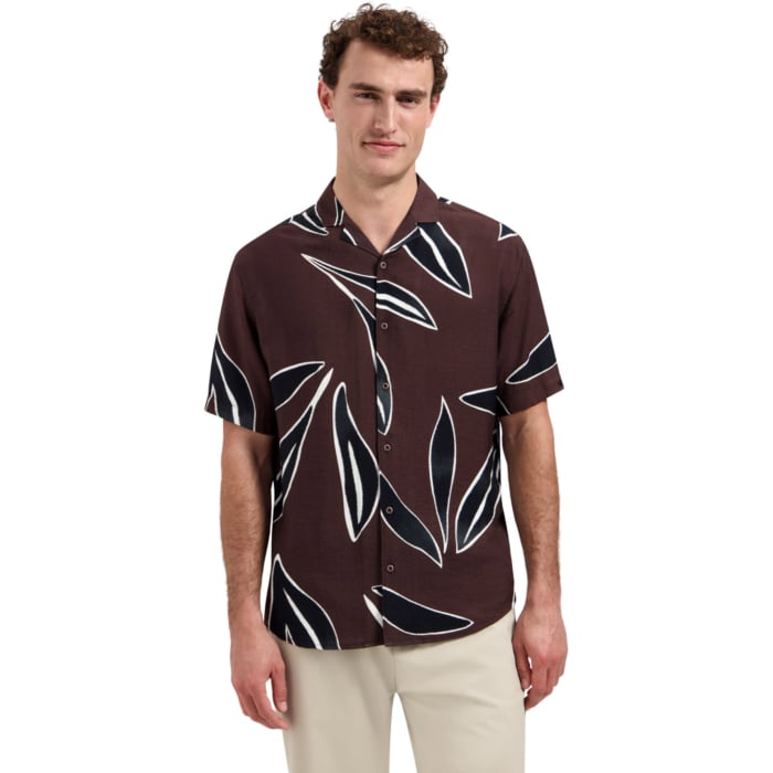 Shirt Short Sleeve Allover Printed Dark Brown