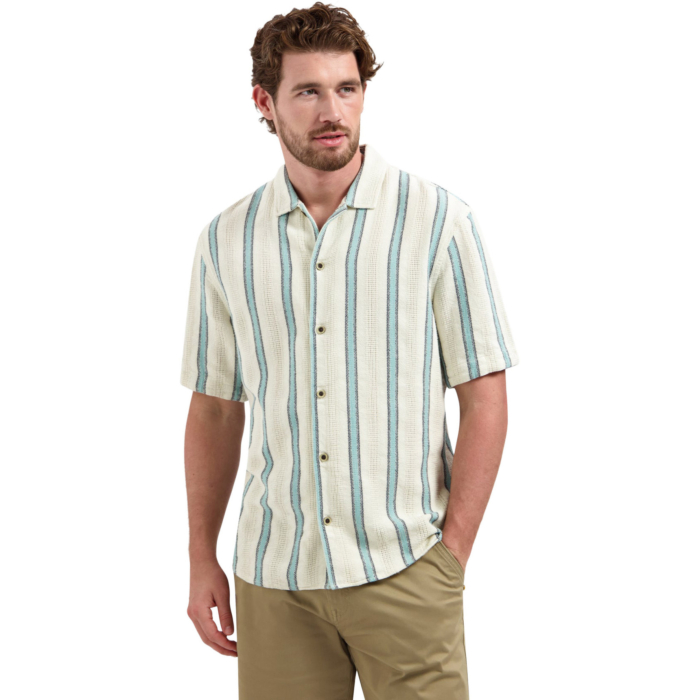 Shirt Short Sleeve Fancy Striped Seablue